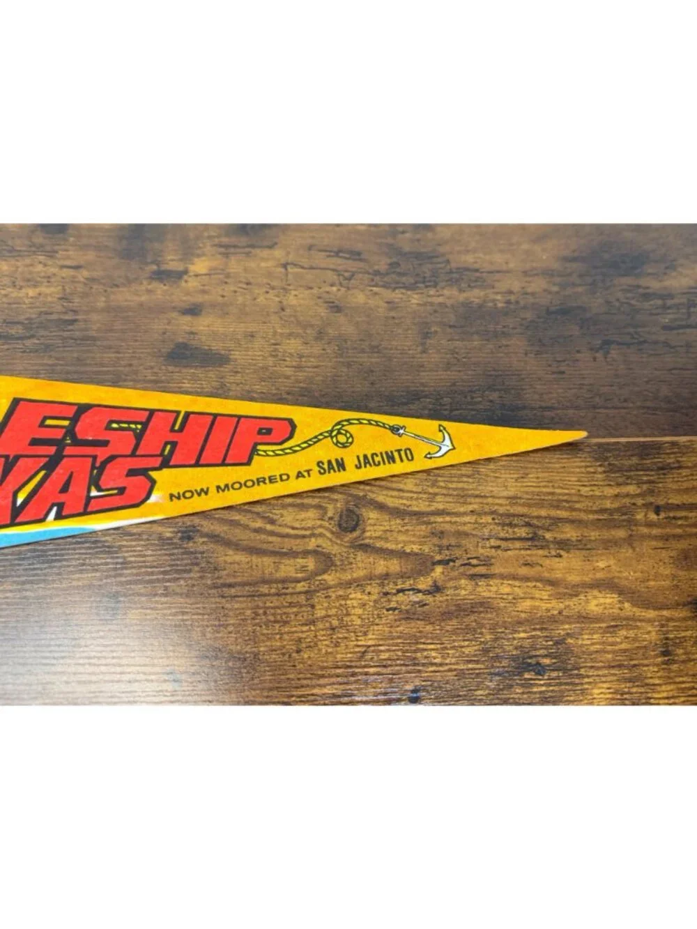 Vintage Battleship Texas Felt Pennant Nautical Collectible 25”